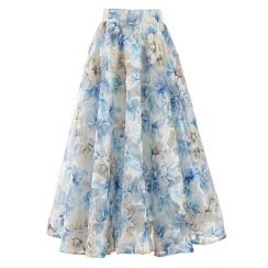 Retro Style Womens Casual Floral Big Hem Skirt